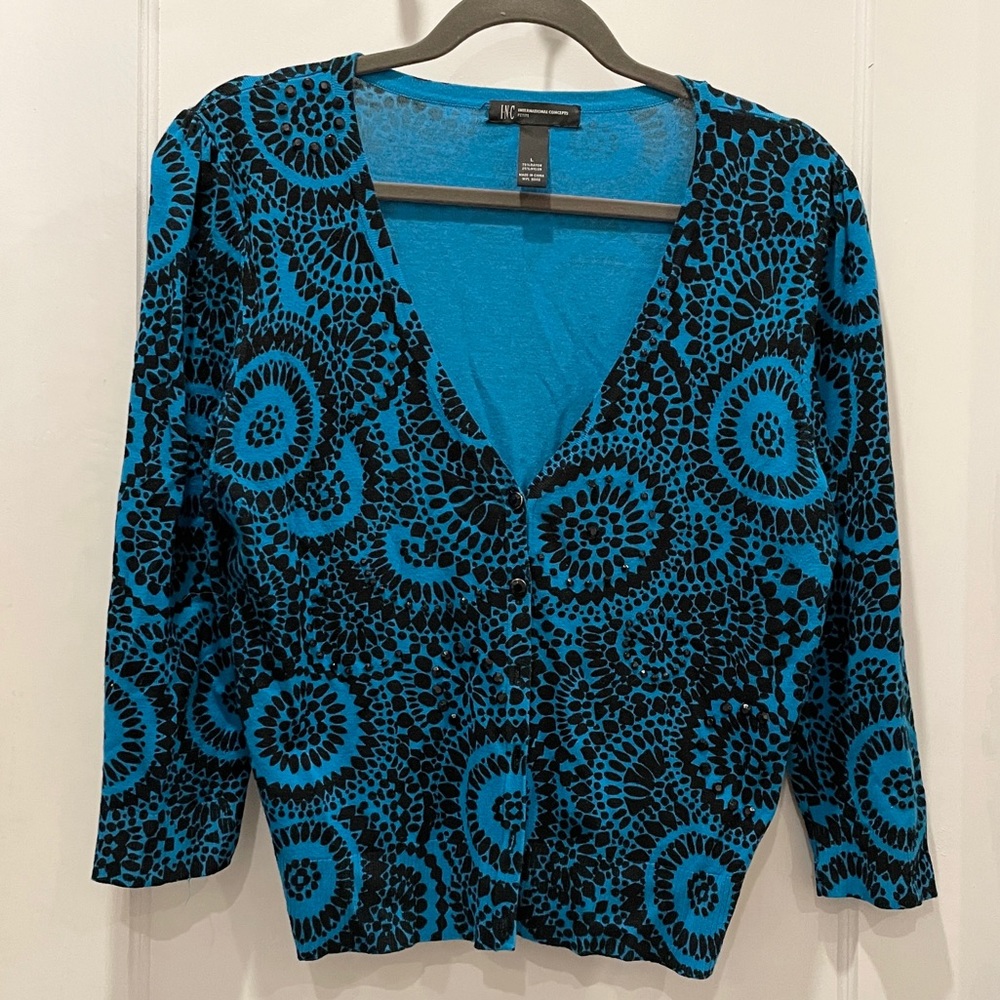SOLD Black and Turquoise Cardigan